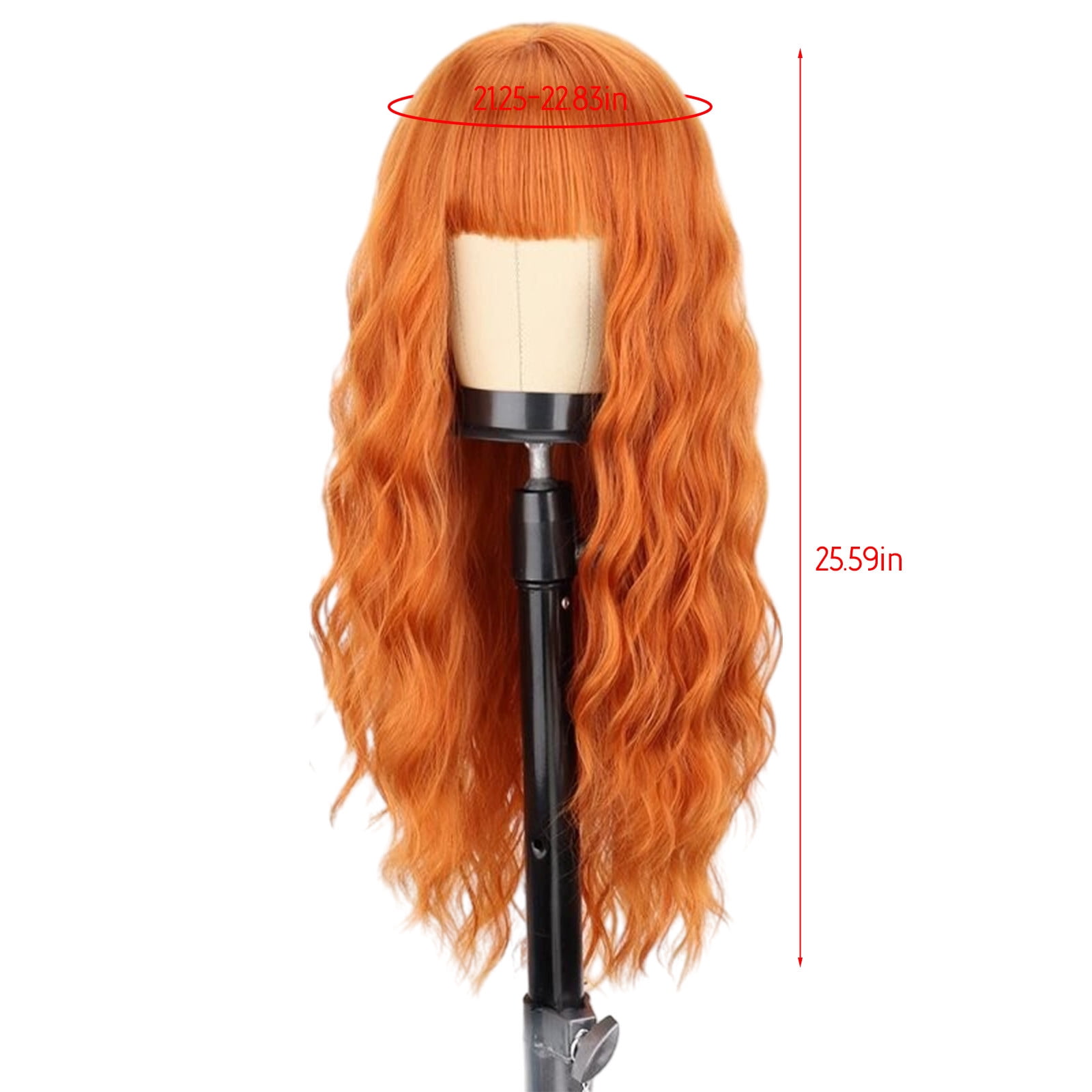 YSGFHGJW Human Hair Wig,Long Curly Wig With Bangs Hair Wig For Women Synthetic Natural Wig Various Colors Available Daily Wear Party And Cosplay Soft Wig,Orange