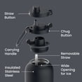 thumbnail image 6 of Bentgo Flip 2-in-1 Straw & Chug Leak-Proof Insulated Water Bottle, 40 fl oz (Back to Black), 6 of 7