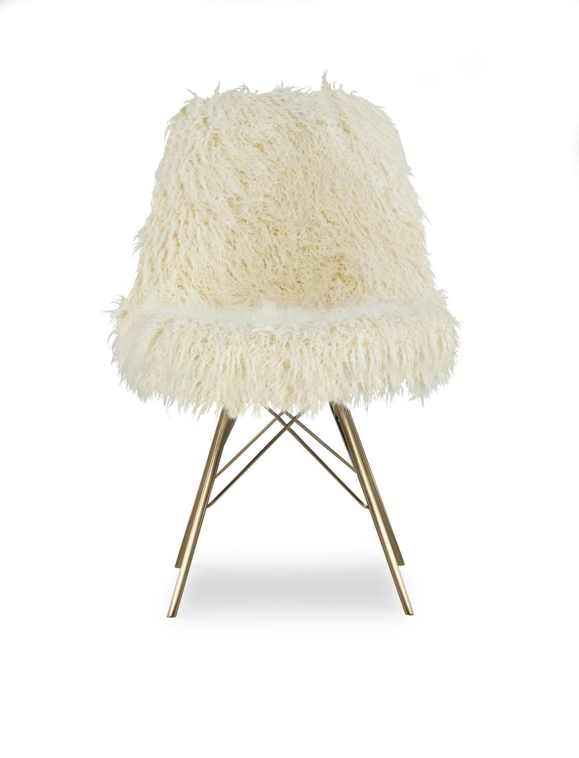 Niles Faux Fur Chair with Gold Metal Base