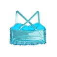 thumbnail image 6 of YiZYiF Kids Girls Shiny Sequin Camisole Crop Top with Skirt 2-Piece Modern Jazz Latin Dance Outfits Light Blue 14, 6 of 7