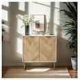 thumbnail image 3 of White Storage Cabinet with Doors, Modern Buffet Sideboard for Living Room - Accent Cabinet for Dining Room & Entryway, Herringbone Design MDF+Metal, 3 of 9