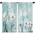 thumbnail image 6 of Teal Farmhouse Flower Curtains, Blue Floral Daisy Window Curtains 42x63 Inch for Bedroom Living Room, Rustic Country Vintage Turquoise Window Drapes Treatment Fabric Rod Pocket (2 Panels, 6 of 6