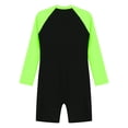 thumbnail image 4 of inhzoy Kids Girls One Piece Swimwear Long Sleeve Boyleg Swimsuit UPF 50+ Shorty Rashguard Wetsuit Fluorescent_Green 10, 4 of 5