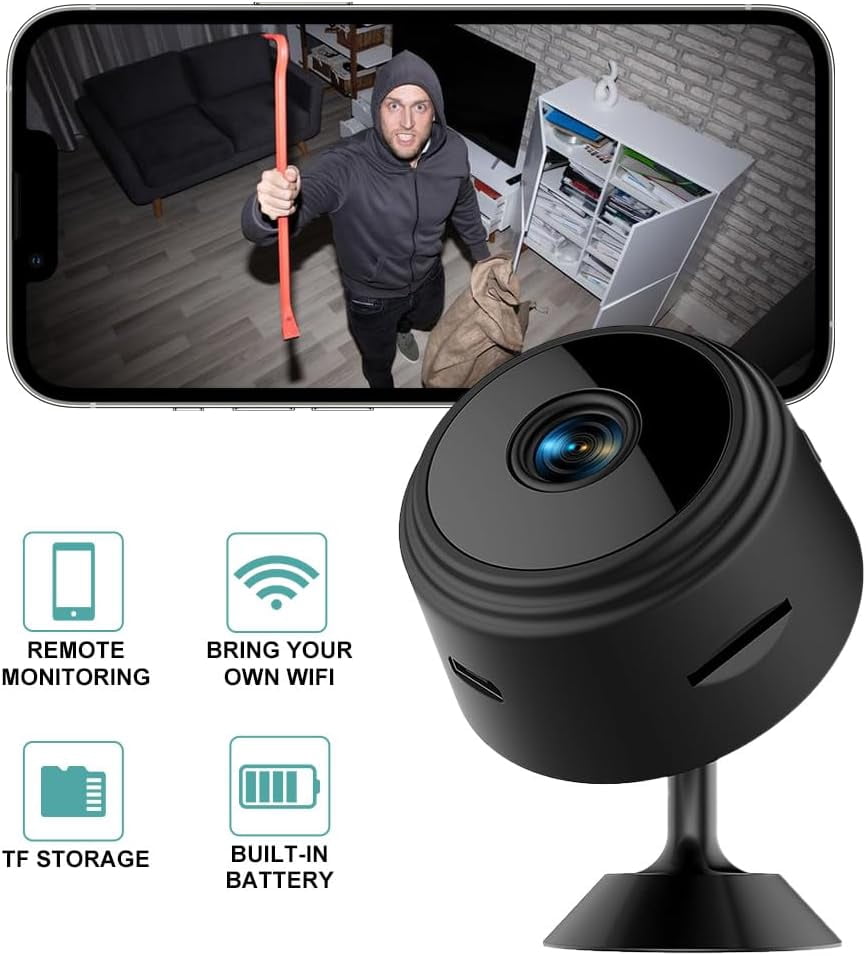 Mini Hidden Cameras,1080P HD WiFi Security Camera for Baby Pet Nanny Surveillance, Spy Cam for Home Indoor Outdoor Monitoring Remote Viewing with APP(Video Only) (1)