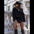 thumbnail image 4 of Abrigo Corto de Mezcla de Lana para Mujer, con Cuello de Solapa, para Oficina, Invierno, Gabardina. Negro XXL, 4 of 8