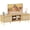 Natural, variant on Amadwell Rattan TV Stand For 65" TVS, Boho Rattan Entertainment Center with Adjustable Shelf, 2 Cabinet Rattan TV Console, Media Console with Solid Wood Feet and 4 Cord Holes, Living Room - Black
