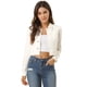 thumbnail image 1 of Chaqueta vaquera para mujer Chaqueta vaquera recortada lavada con botones deshilachados blanco XL, 1 of 6