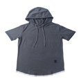 thumbnail image 3 of FNNMNNR Men Solid Slub Cotton Short Sleeve Slim Fit Hooded T Shirt, 3 of 5