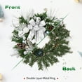 thumbnail image 2 of JoanKaren 24 inch Large Christmas Wreath Silver White with 20 LED Lights,Prelit Xmas Wreath w/ Ball Ornaments Pine Cone, 2 of 10