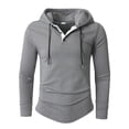 thumbnail image 2 of Men's Solid Color Stand Collar Quarter-Zip Hoodie, Casual Pullover Sweatshirt with Button Placket, Loose Fit Big & Tall Activewear, Fall Spring Gym Workout,Gray,3XL, 2 of 8