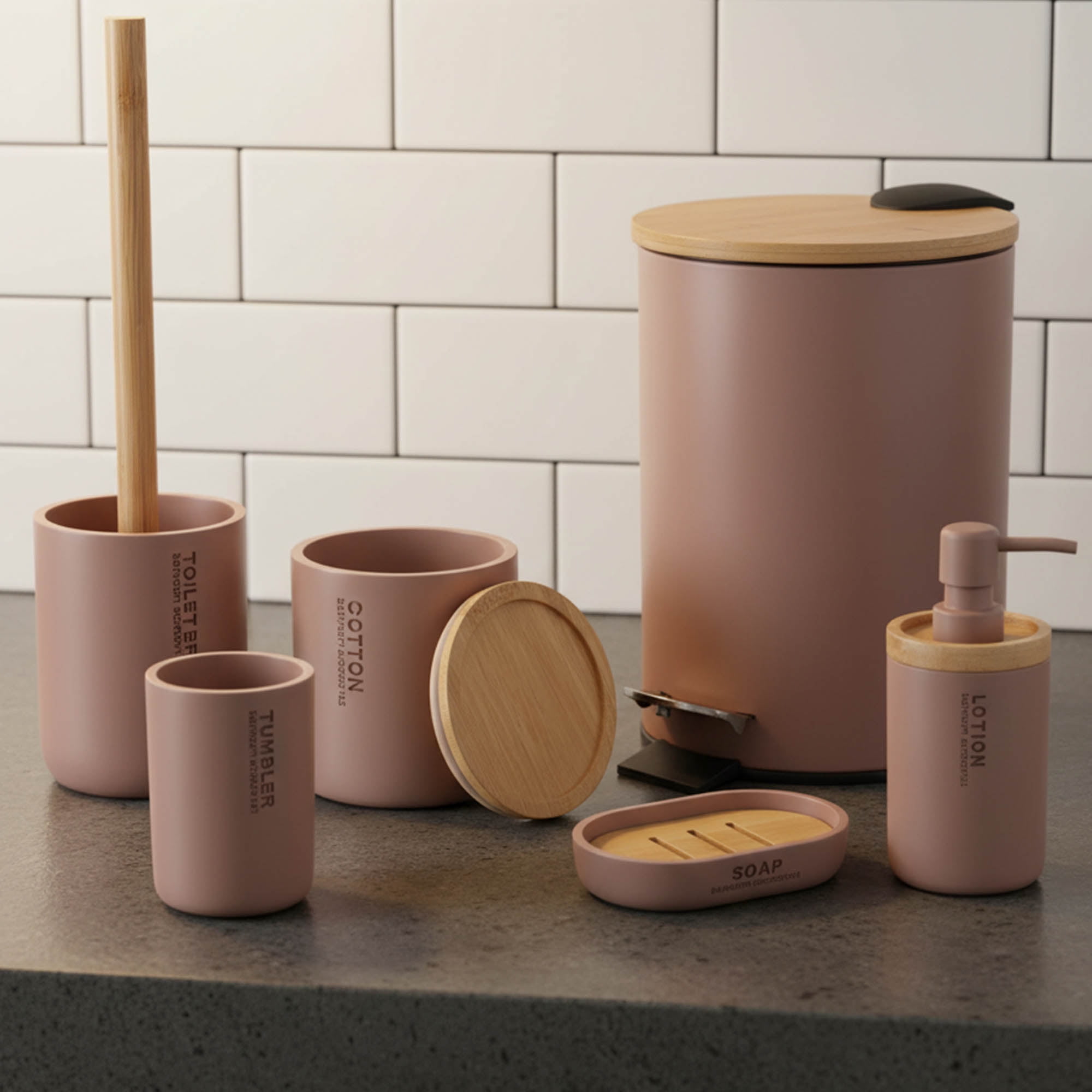 Cappuccino Toilet Brush and Holder Set with Natural Bamboo Handle - Durable, Elegant Bathroom Accessory for a Clean Home