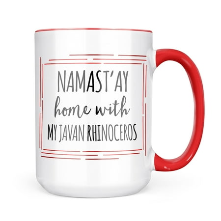 

Neonblond Namast ay Home With My Javan Rhinoceros Simple Sayings Mug gift for Coffee Tea lovers