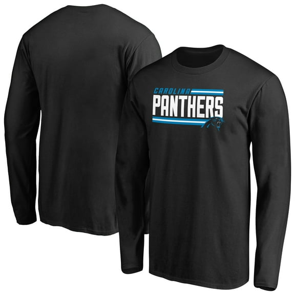 Men's Black Carolina Panthers Iconic Collection On Side Stripe Long Sleeve T-Shirt