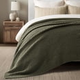 thumbnail image 5 of EVERGRACE Chunky Chenille Knit Throw Blanket for Couch, Soft Luxurious Oversized Queen Moss Stitch Blanket for Bed, Large Cozy Farmhouse Knitted Throw for Sofa, Olive Green, 90" x 90", 5 of 8