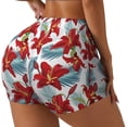 thumbnail image 2 of Fotbe Lilies Flowers Seamless Shorts, Womens Workout Shorts High Waist Stretch Booty Short for Gym/Yoga/Running/Biking-, 2 of 9