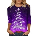 thumbnail image 2 of Holiday Gifts! Titcea Christmas Shirts for Women 3/4 Sleeve Crewneck Glitter Xmas Tree Print Pullover Christmas Sweaters 2024 Fashion Casual Tops, 2 of 4