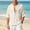 Beige, variant on Cuban Collar Dual-Pocket Bubble Short-Sleeve Shirt, Light Crinkle Fabric for Warm-Season Beach Trips Blue M