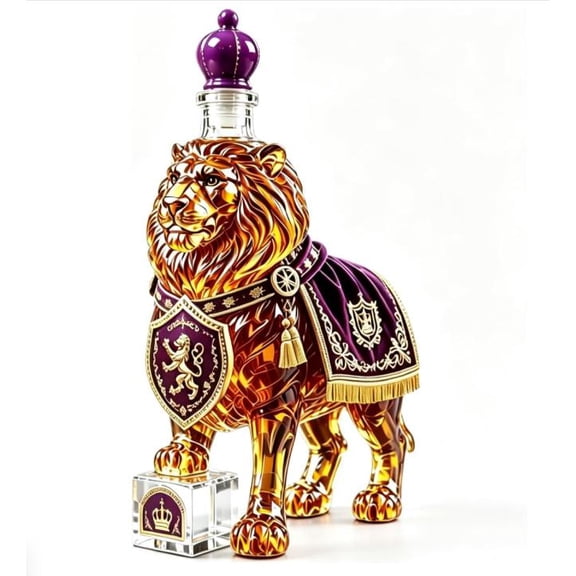 2026 New 3D Lion Whisky Decanter 11.8 Fl Oz, Royal Lion Shaped Glass Liquor Bottle, Decorative Bar Decor for Home Bar Table Display, for Bourbon