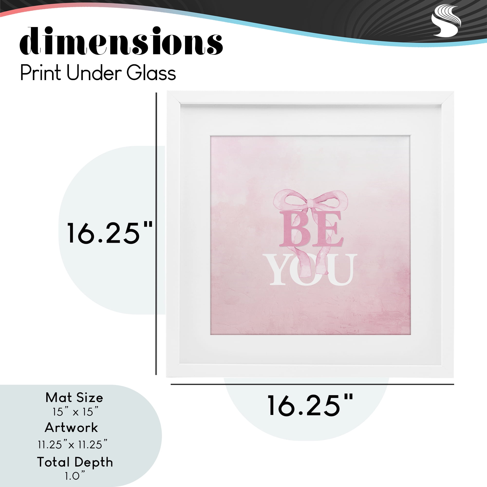 Feminine Be You Pastel White Framed Print Under Glass, design by Kim Allen