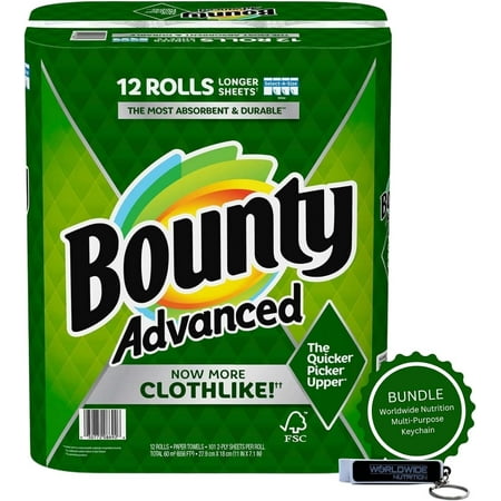 Bounty Advanced 2-Ply Paper Towel 12 Rolls – Absorbent Durable Longer Sheets – Select-A-Size Bounty Advanced 2-Ply Paper Towel 12 Rolls – Absorbent Durable Longer Sheets – Select-A-Size