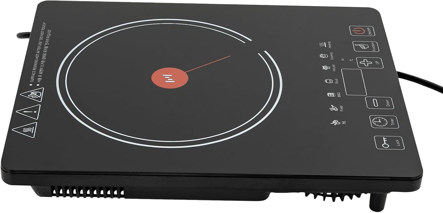 Countertop Single Burner Compact Stove for Home Dorm Office,Portable Electric Cooktop,1800W with LED Touch Screen,8 Power & 8 Temperature Levels,Timer,Microcrystalline Panel