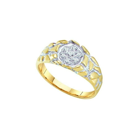 Mia Diamonds 10kt Yellow Gold Mens Round Diamond Cluster Nugget Band Ring 1/20 Cttw