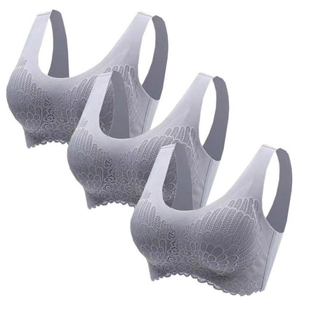 Baodmurt Push Up Bras Set for Women Lounge & Sleep Bralette Lace Lingerie  Underwear  Gray+Gray+Gray 38B