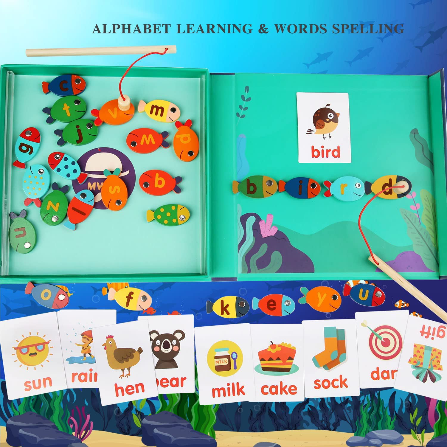 Magnetic Fishing Game - ABC Learning for Toddlers with Wood Toy