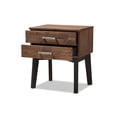 thumbnail image 3 of Baxton Studio Selena Mid-Century Modern Brown Wood 2-Drawer Nightstand, 3 of 8