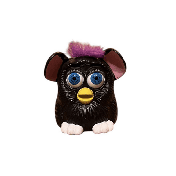 Furby Peek-a-boo Toy Black Body Purple Tuft Blue Eyes 1998 2” Figure Figurine