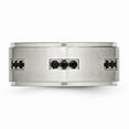 thumbnail image 3 of Stainless Steel Polished With Brushed Center Black Cz 9mm Ridged Edge Band (Size 10) Made In China sr584-10, 3 of 4