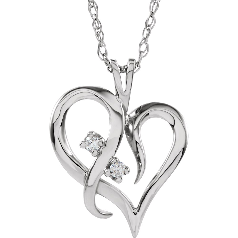Diamond2Deal - 14K White Gold .03 Cttw Diamond Heart Pendant Necklace ...