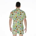 thumbnail image 2 of Green Striped Donut Pattern Short Sleeve Men'S Rompers, Food Lover Casual Summer Jumpsuits Outfit, 2 of 4