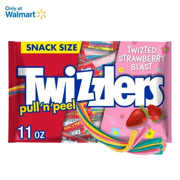 Twizzlers Pull 'N' Peel Twizted Strawberry Blast Snack Size Easter Candy, Bag 11 oz, 25 Pieces