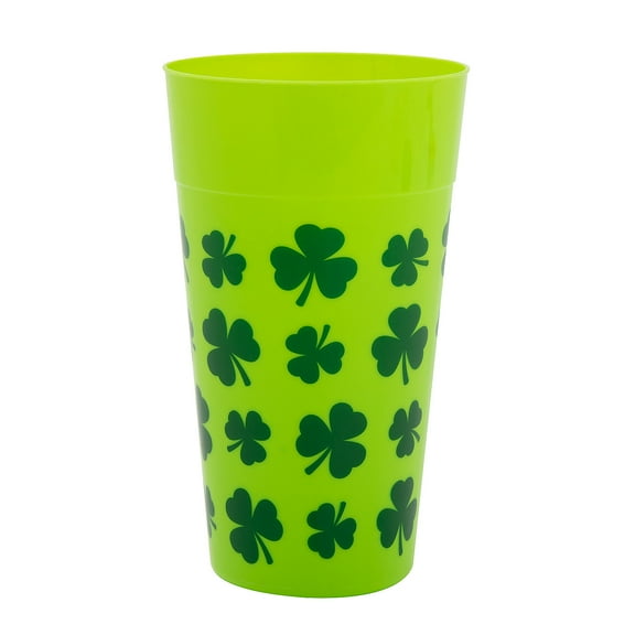 Fun Express 6 3/4" 30 oz. St. Patrick’s Day Shamrock Reusable Plastic Tumblers - 12 Pieces