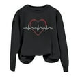thumbnail image 2 of Heart Beat Print Women's Pullover Hoodie Sweatshirt Casual Lightweight Long Sleeve Top For Everyday Wear Crop Sweatshirts Women Distress Tops Women Medium Weight Hoodie Extra Long Sweatshirts Women, 2 of 4