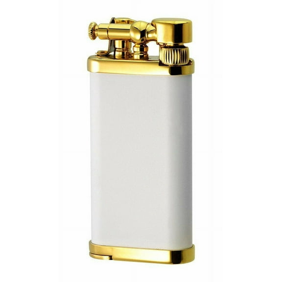 Old Boy IM Corona Butane Pipe Lighter 90 Degree Flame Gold Matte White - 1205
