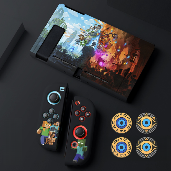 Ensemble de Boîtiers de Protection pour Manettes Switch et Joy-Con, Thème Minecraft