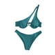 thumbnail image 2 of Trajes de baño Amzcrzy Tankini para mujer, bikini de control de abdomen para mujer, bikini de soporte de acero con hombros divididos, traje de baño de dos piezas de color sólido, azul, M, 2 of 3