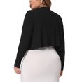 thumbnail image 4 of Unique Bargains Women Plus Size Long Sleeve Elegant Cropped Cardigans Shrugs Bolero 1X Black, 4 of 6