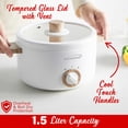 thumbnail image 3 of Brentwood 1,6 Cuartos. Olla Eléctrica Multifunción con Vaporizador de Alimentos de Acero Inoxidable y Revestimiento Antiadherente de Cerámica, Blanco, HPS-3162W, HPS-3162W, 3 of 5