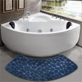 thumbnail image 3 of Cinvoph Fanshaped Bathroom Toilet Rugs, Bath Mats for Bathroom, Shower Room Rugs Non Slip Washable, Absorbent Toilet Mat, Embossed Bath Carpet, Navy, 3 of 6