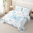 thumbnail image 3 of meiyoeat Cute Bow Letter M Quilt Full for Girls, Watercolor Ribbon Full Bedspread Sets, Blue, 3pcs, 3 of 7