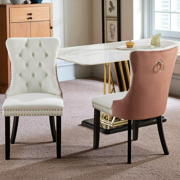 JESTOP Upholstered Nailhead Dining Chair Set of 2, Kitchen & Dining Room Chairs, Tufted Dining Chairs