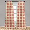 thumbnail image 5 of Ambesonne Ethnic Curtains, Blooming Mandala Flowers, Pair of 28"x84", Ruby Beige Dark Coral, 5 of 5