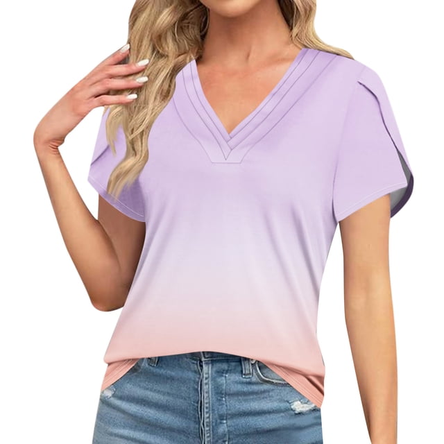 V Neck Womens T-Shirts Basic Tops for Women Cap Sleeve Loose Tank Tops