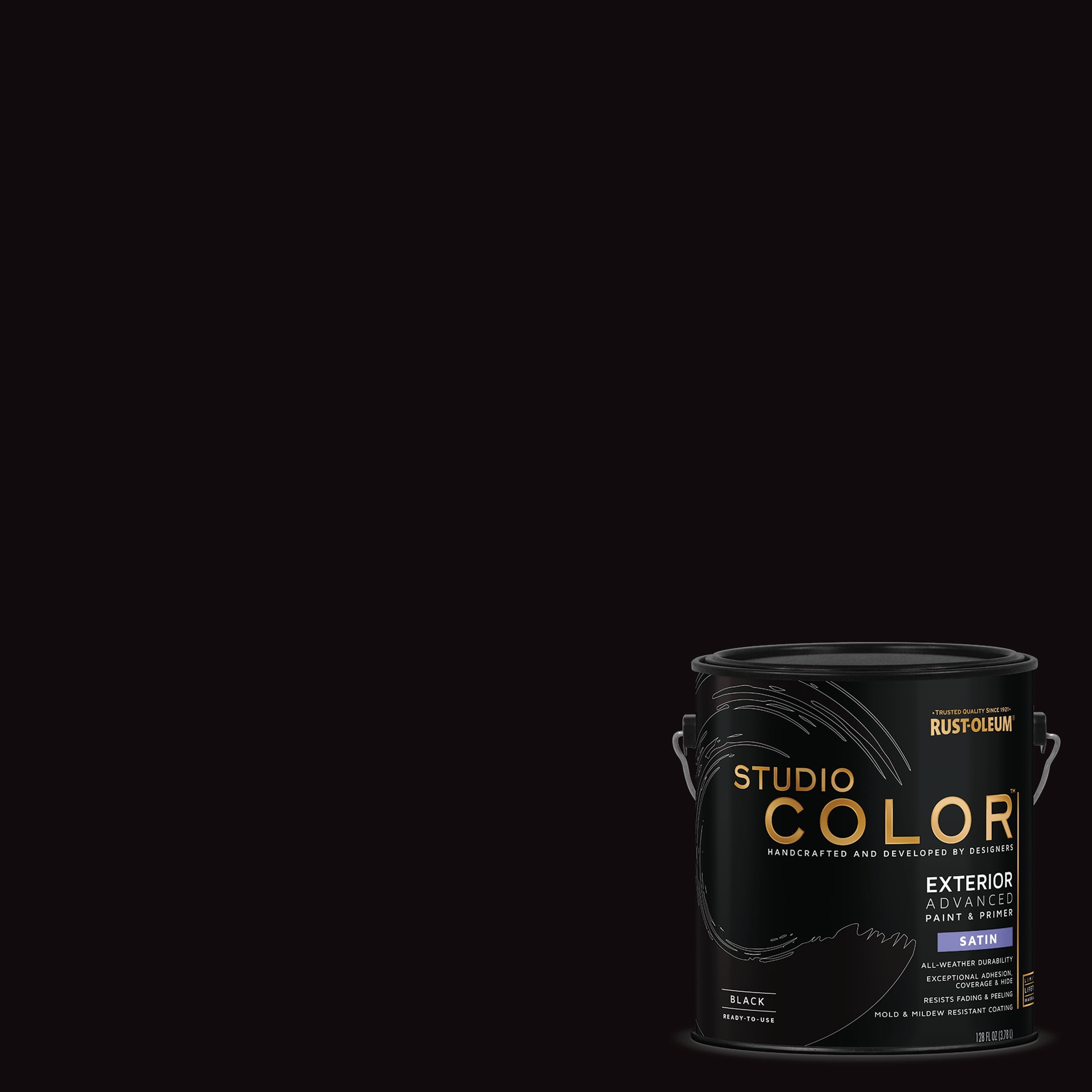 Black, Rust-Oleum Studio Color Exterior Paint + Primer, Satin Finish, Gallon