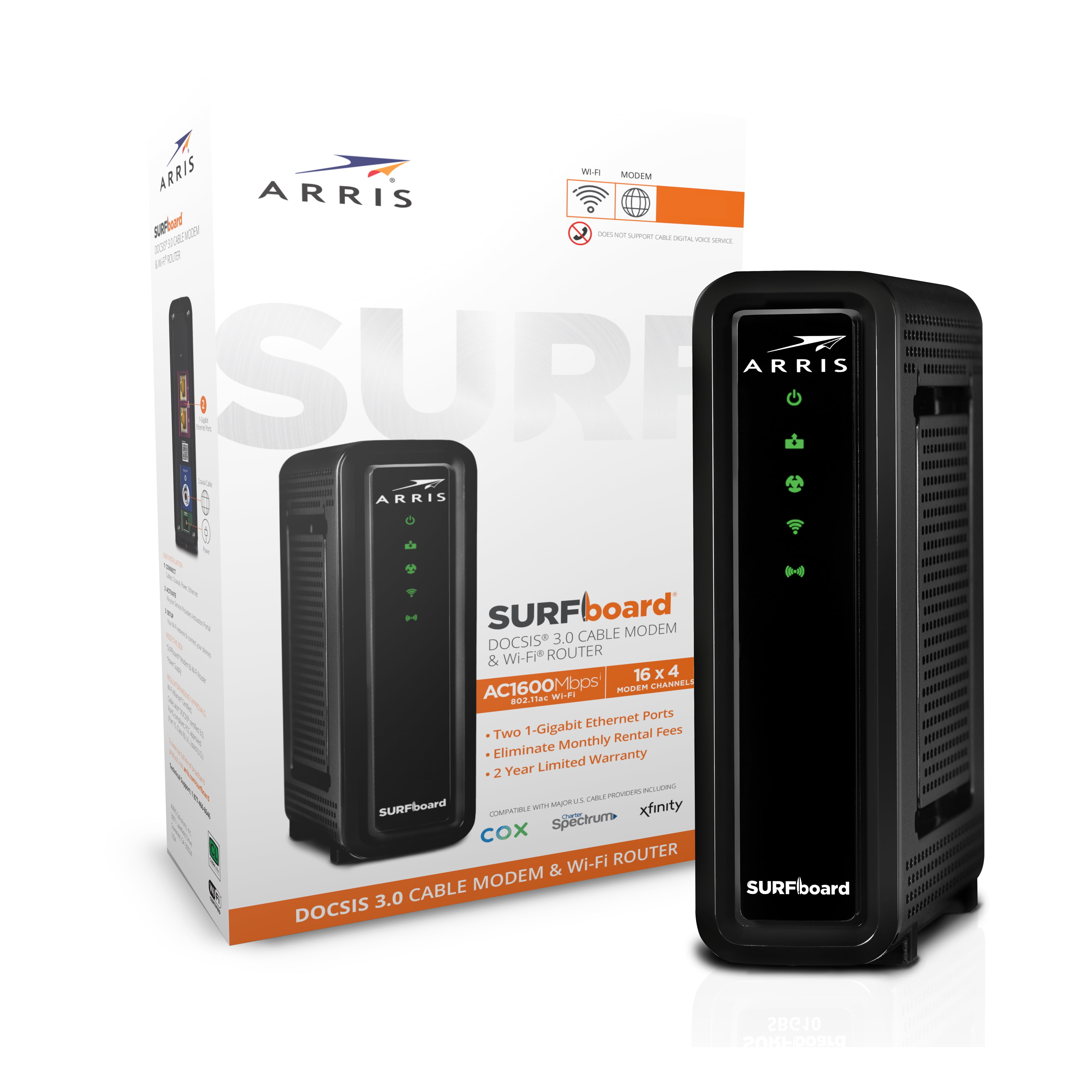 Spectrum ARRIS SURFboard Cox & more Certified for Comcast Xfinity 1 Gbps Max Speed DOCSIS 3.0 Cable Modem Plus AC2350 Dual Band Wi-Fi Router SBG7400AC2 24x8 