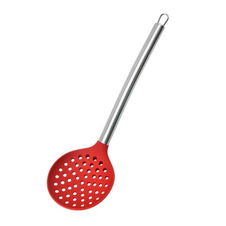 

UDIYO Colander Spoon Strainer Spoon Non-Stick Heat-Resistant Stainless Steel Handle Kitchen Utensil Silicone Slotted Skimmer Spoon for Household