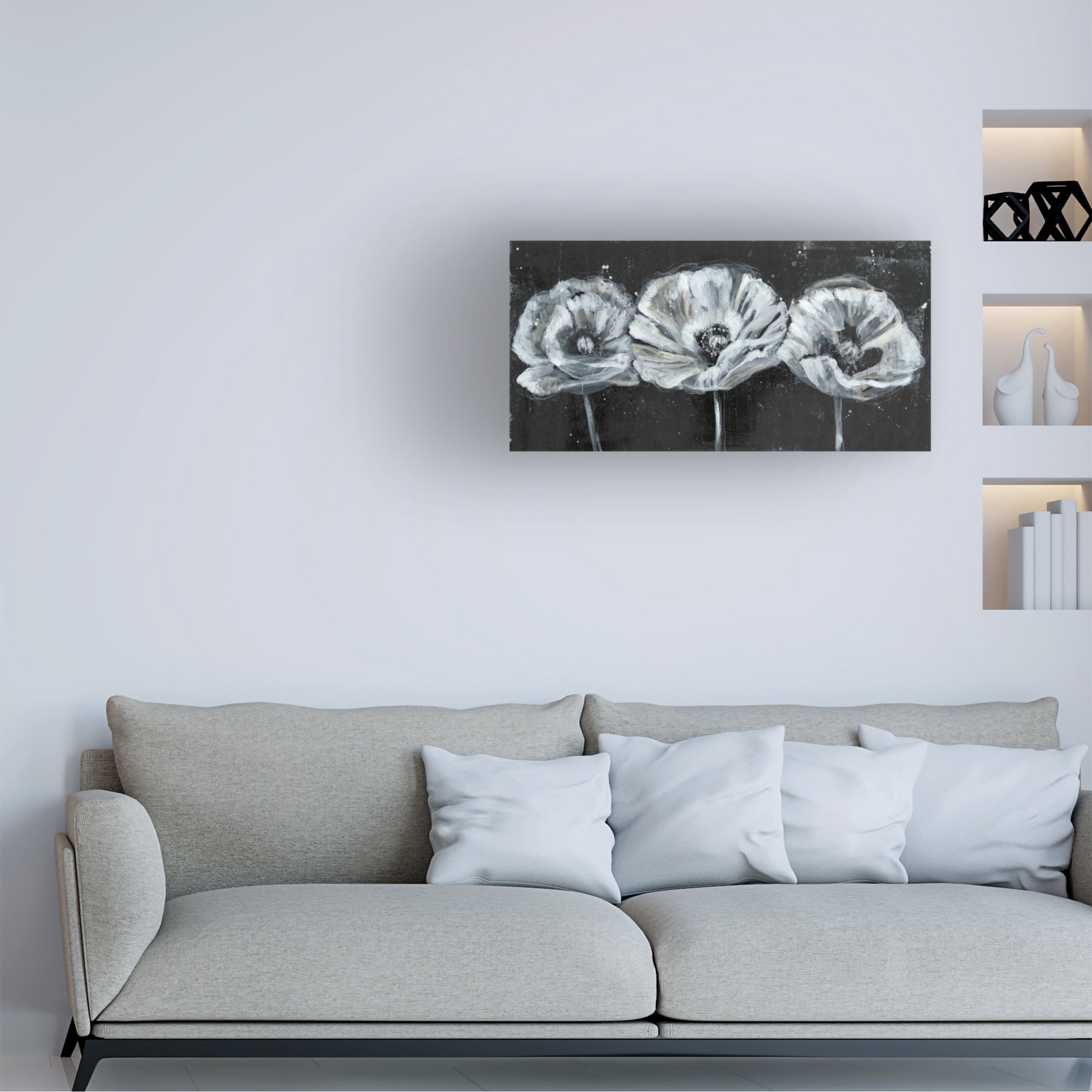 Jennifer Goldberger 'White Trio on Black II' Canvas Art